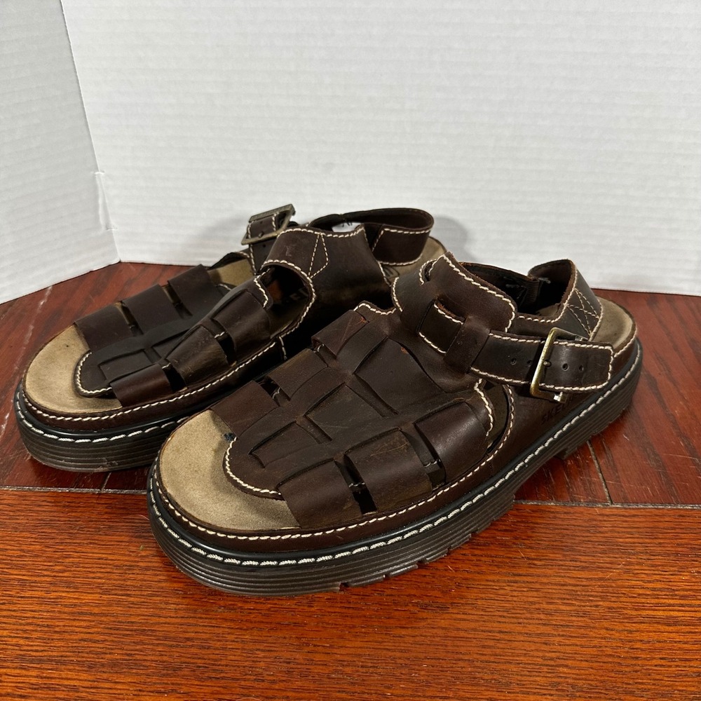 Skechers Fisherman Sandals Mens 13 Brown Leather Lug Sole 4312 Vintage Chunky